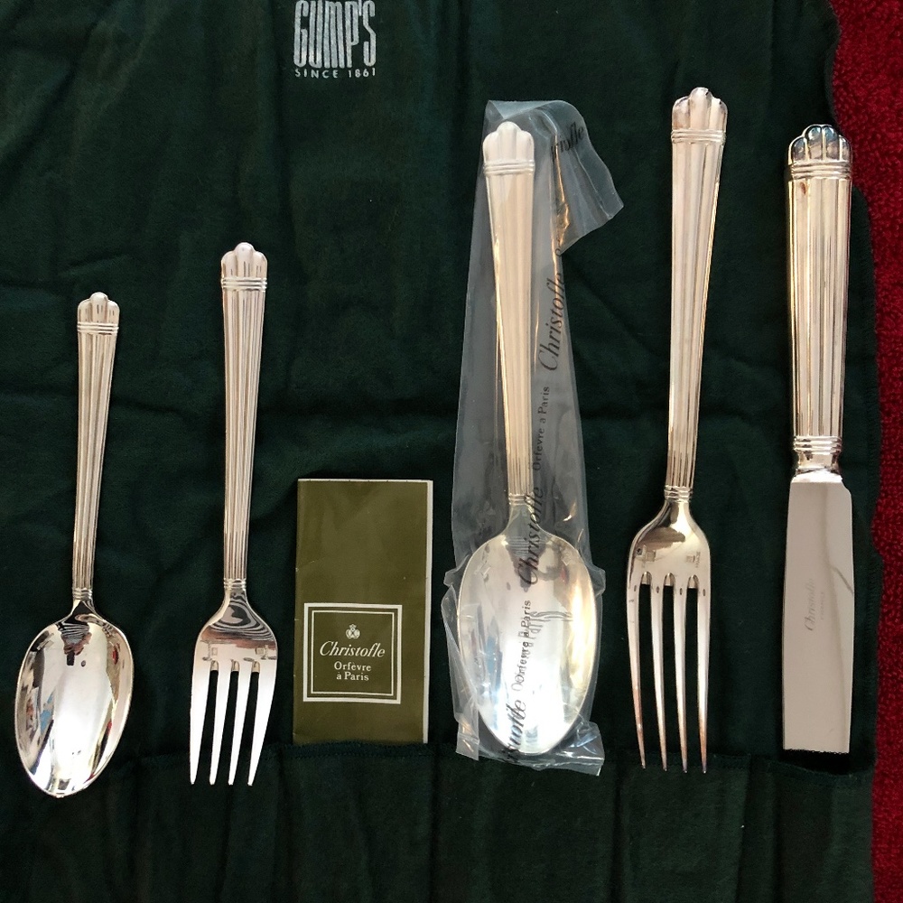 CHRISTOFLE ARIA SILVERPLATE FIVE-PIECE PLACE SETTING-NEVER USED IN ORIGINAL BOX